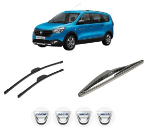Set 3 stergatoare DACIA LODGY (JS_) din 2012-2019, pentru parbriz si luneta fata si spate auto, Bosch Twin-Aerotwin Retrofit, din cauciuc siliconat rezistent, 4 Stickere Auto DACIA - Img 2