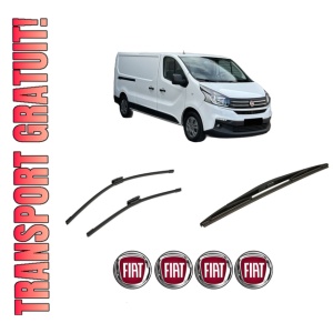 Set 3 stergatoare FIAT TALENTO Bus (296_) din 2016-2019, pentru parbriz si luneta fata si spate auto, Bosch Twin-Aerotwin Multi, din cauciuc siliconat rezistent, 4 Stickere Auto FIAT