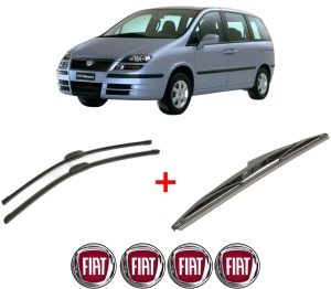 Set 3 stergatoare FIAT ULYSSE (179_) din 2002 - 2011, pentru parbriz si luneta fata si spate auto, Bosch Twin, din cauciuc siliconat rezistent, 4 Stickere Auto FIAT v8237