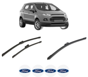 Set 3 stergatoare FORD ECOSPORT din 2012-2022, pentru parbriz si luneta fata si spate auto, Bosch Aerotwin-Aerotwin, din cauciuc siliconat rezistent, 4 Stickere Auto FORD - Img 2