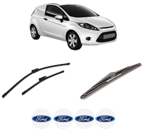 Set 3 stergatoare FORD FIESTA VI Van din 2008-2017, pentru parbriz si luneta fata si spate auto, Bosch Twin-Aerotwin Multi, din cauciuc siliconat rezistent, 4 Stickere Auto FORD - Img 2