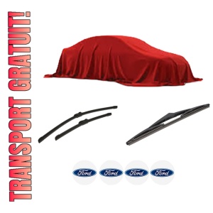 Set 3 stergatoare FORD KUGA I VAN din 2008-2012, pentru parbriz si luneta fata si spate auto, Bosch Twin-Aerotwin, din cauciuc siliconat rezistent, 4 Stickere Auto FORD
