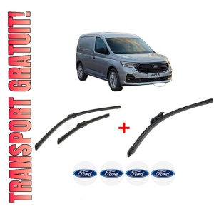 Set 3 stergatoare FORD TRANSIT CONNECT V761 Box Body/MPV (SKN) din 2024 - 2024, pentru parbriz si luneta fata si spate auto, Bosch Aerotwin, din cauciuc siliconat rezistent, 4 Stickere Auto FORD