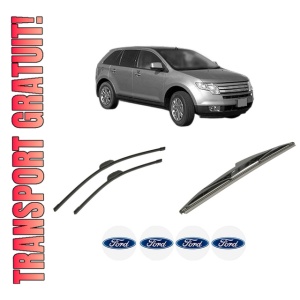 Set 3 stergatoare FORD USA EDGE (U387) din 2006-2015, pentru parbriz si luneta fata si spate auto, Bosch Twin-Aerotwin Retrofit, din cauciuc siliconat rezistent, 4 Stickere Auto FORD USA