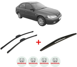 Set 3 stergatoare HONDA ACCORD VI Hatchback (CH, CL) din 1999 - 2002, pentru parbriz si luneta fata si spate auto, Bosch Twin, din cauciuc siliconat rezistent, 4 Stickere Auto HONDA v7817