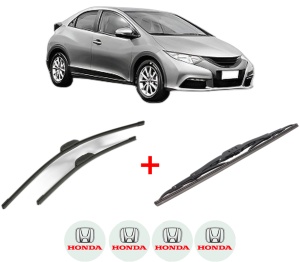 Set 3 stergatoare HONDA CIVIC IX (FK) din 2012 - 2016, pentru parbriz si luneta fata si spate auto, Bosch Twin, din cauciuc siliconat rezistent, 4 Stickere Auto HONDA v11117