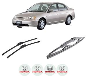Set 3 stergatoare HONDA CIVIC VII Saloon (ES, ET) din 2001-2005, pentru parbriz si luneta fata si spate auto, Bosch Twin-Aerotwin Retrofit, din cauciuc siliconat rezistent, 4 Stickere Auto HONDA - Img 2