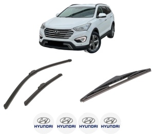 Set 3 stergatoare HYUNDAI GRAND SANTA FÉ din 2013-2018, pentru parbriz si luneta fata si spate auto, Bosch Twin-Aerotwin Retrofit, din cauciuc siliconat rezistent, 4 Stickere Auto HYUNDAI - Img 2