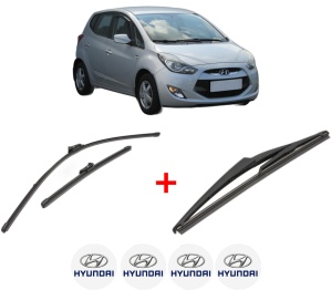 Set 3 stergatoare HYUNDAI ix20 (JC) din 2010 - 2019, pentru parbriz si luneta fata si spate auto, Valeo Silencio, din cauciuc siliconat rezistent, 4 Stickere Auto HYUNDAI v14536