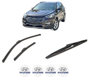 Set 3 stergatoare HYUNDAI SANTA FÉ III (DM, DMA) din 2012-2018, pentru parbriz si luneta fata si spate auto, Bosch Twin-Aerotwin Retrofit, din cauciuc siliconat rezistent, 4 Stickere Auto HYUNDAI - Img 2