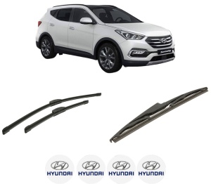 Set 3 stergatoare HYUNDAI SANTA FE IV SUV Van (TM) din 2018-2020, pentru parbriz si luneta fata si spate auto, Bosch Twin-Aerotwin Retrofit, din cauciuc siliconat rezistent, 4 Stickere Auto HYUNDAI - Img 2