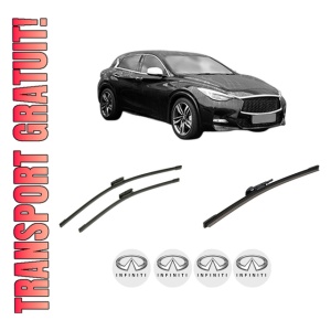 Set 3 stergatoare INFINITI Q30 din 2015, pentru parbriz si luneta fata si spate auto, Bosch Aerotwin-Aerotwin Multi, din cauciuc siliconat rezistent, 4 Stickere Auto INFINITI