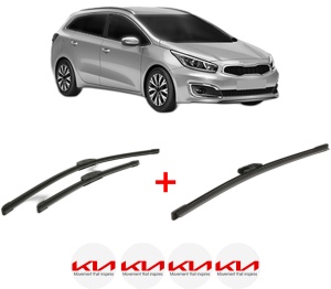 Set 3 stergatoare KIA CEED Combi Van (CD) din 2018 - 2020, pentru parbriz si luneta fata si spate auto, Bosch Aerotwin, din cauciuc siliconat rezistent, 4 Stickere Auto KIA v2952