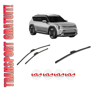 Set 3 stergatoare KIA EV9 (MV) din 2023, pentru parbriz si luneta fata si spate auto, Bosch Aerotwin-Aerotwin Retrofit, din cauciuc siliconat rezistent, 4 Stickere Auto KIA