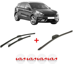 Set 3 stergatoare KIA NIRO I (DE) din 2016 - 2022, pentru parbriz si luneta fata si spate auto, Bosch Aerotwin, din cauciuc siliconat rezistent, 4 Stickere Auto KIA v3192