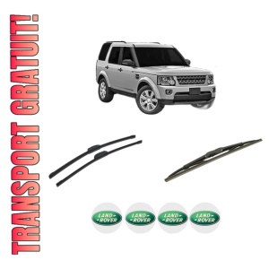 Set 3 stergatoare LAND ROVER DISCOVERY IV VAN (L319) din 2011-2017, pentru parbriz si luneta fata si spate auto, Bosch Twin-Aerotwin Retrofit, din cauciuc siliconat rezistent, 4 Stickere Auto LAND ROVER