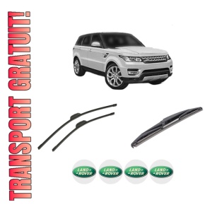 Set 3 stergatoare LAND ROVER DISCOVERY SPORT VAN (L550) din 2014-2017, pentru parbriz si luneta fata si spate auto, Bosch Twin-Aerotwin Retrofit, din cauciuc siliconat rezistent, 4 Stickere Auto LAND ROVER
