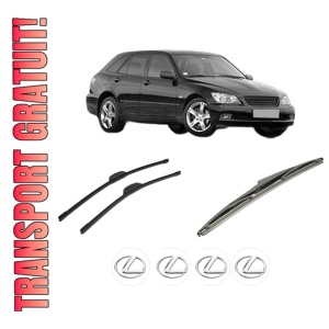 Set 3 stergatoare LEXUS IS SportCross (_E1_) din 2001-2005, pentru parbriz si luneta fata si spate auto, Bosch Twin-Aerotwin Retrofit, din cauciuc siliconat rezistent, 4 Stickere Auto LEXUS