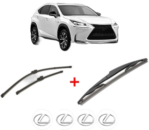 Set 3 stergatoare LEXUS NX (_Z1_) din 2014, pentru parbriz si luneta fata si spate auto, Valeo Silencio, din cauciuc siliconat rezistent, 4 Stickere Auto LEXUS v13276