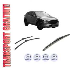 Set 3 stergatoare MAZDA CX-5 (KF) din 2016-2023, pentru parbriz si luneta fata si spate auto, Bosch Twin-Aerotwin, din cauciuc siliconat rezistent, 4 Stickere Auto MAZDA