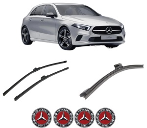 Set 3 stergatoare MERCEDES-BENZ A-CLASS (W177) din 2018-2020, pentru parbriz si luneta fata si spate auto, Bosch Aerotwin-Aerotwin, din cauciuc siliconat rezistent, 4 Stickere Auto MERCEDES-BENZ - Img 2
