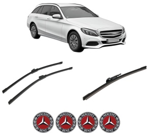 Set 3 stergatoare MERCEDES-BENZ C-CLASS T-Model (S205) din 2014-2021, pentru parbriz si luneta fata si spate auto, Bosch Aerotwin-Aerotwin, din cauciuc siliconat rezistent, 4 Stickere Auto MERCEDES-BENZ - Img 2