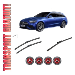 Set 3 stergatoare MERCEDES-BENZ C-CLASS T-MODEL (S206) din 2021-2024, pentru parbriz si luneta fata si spate auto, Bosch Aerotwin-Aerotwin, din cauciuc siliconat rezistent, 4 Stickere Auto MERCEDES-BENZ