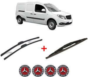 Set 3 stergatoare MERCEDES-BENZ CITAN Box Body/MPV (W415) din 2012 - 2021, pentru parbriz si luneta fata si spate auto, Bosch Twin, din cauciuc siliconat rezistent, 4 Stickere Auto MERCEDES-BENZ v10337