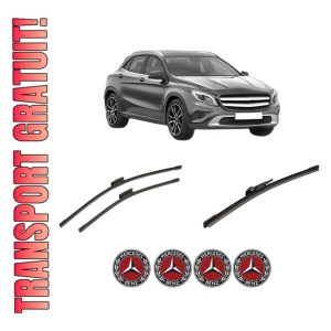 Set 3 stergatoare MERCEDES-BENZ GLA-CLASS (X156) din 2013-2019, pentru parbriz si luneta fata si spate auto, Bosch Aerotwin-Aerotwin Multi, din cauciuc siliconat rezistent, 4 Stickere Auto MERCEDES-BENZ