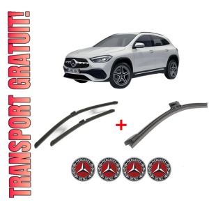 Set 3 stergatoare MERCEDES-BENZ GLA (H247) din 2020, pentru parbriz si luneta fata si spate auto, Bosch Aerotwin, din cauciuc siliconat rezistent, 4 Stickere Auto MERCEDES-BENZ