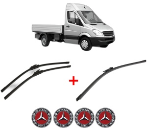 Set 3 stergatoare MERCEDES-BENZ SPRINTER 5-t Platform/Chassis (B906) din 2006 - 2018, pentru parbriz si luneta fata si spate auto, Bosch Aerotwin, din cauciuc siliconat rezistent, 4 Stickere Auto MERCEDES-BENZ v7037