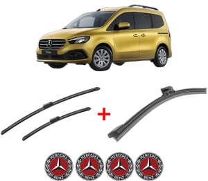 Set 3 stergatoare MERCEDES-BENZ T-CLASS MPV (W420) din 2022, pentru parbriz si luneta fata si spate auto, Bosch Aerotwin, din cauciuc siliconat rezistent, 4 Stickere Auto MERCEDES-BENZ v5417