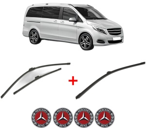 Set 3 stergatoare MERCEDES-BENZ V-CLASS (W447) din 2014 - 2020, pentru parbriz si luneta fata si spate auto, Bosch Aerotwin, din cauciuc siliconat rezistent, 4 Stickere Auto MERCEDES-BENZ v6797