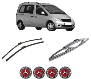 Set 3 stergatoare MERCEDES-BENZ VANEO (414) din 2002-2005, pentru parbriz si luneta fata si spate auto, Bosch Twin-Aerotwin, din cauciuc siliconat rezistent, 4 Stickere Auto MERCEDES-BENZ - Img 2