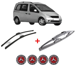 Set 3 stergatoare MERCEDES-BENZ VANEO (414) din 2002 - 2005, pentru parbriz si luneta fata si spate auto, Bosch Twin, din cauciuc siliconat rezistent, 4 Stickere Auto MERCEDES-BENZ v11651