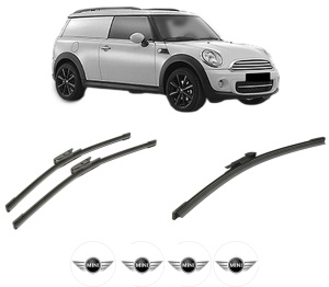 Set 3 stergatoare MINI MINI CLUBVAN (R55) din 2012-2014, pentru parbriz si luneta fata si spate auto, Bosch Aerotwin-Aerotwin, din cauciuc siliconat rezistent, 4 Stickere Auto MINI - Img 2
