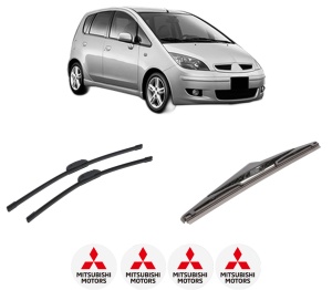 Set 3 stergatoare MITSUBISHI COLT VI (Z3_A, Z2_A) din 2004-2012, pentru parbriz si luneta fata si spate auto, Bosch Twin-Aerotwin Retrofit, din cauciuc siliconat rezistent, 4 Stickere Auto MITSUBISHI - Img 2