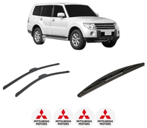 Set 3 stergatoare MITSUBISHI PAJERO IV Van (V9_, V8_, V8_V) din 2006-2010, pentru parbriz si luneta fata si spate auto, Bosch Twin-Aerotwin Retrofit, din cauciuc siliconat rezistent, 4 Stickere Auto MITSUBISHI - Img 2
