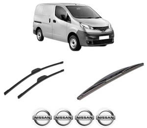 Set 3 stergatoare NISSAN NV200 Van din 2010-2014, pentru parbriz si luneta fata si spate auto, Bosch Twin-Aerotwin Retrofit, din cauciuc siliconat rezistent, 4 Stickere Auto NISSAN - Img 2
