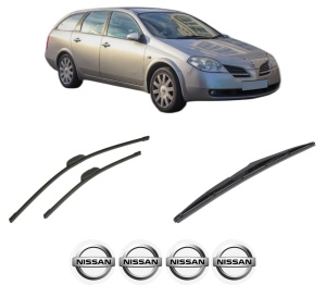 Set 3 stergatoare NISSAN PRIMERA Hatchback (P12) din 2002-2008, pentru parbriz si luneta fata si spate auto, Bosch Twin-Aerotwin Retrofit, din cauciuc siliconat rezistent, 4 Stickere Auto NISSAN - Img 2