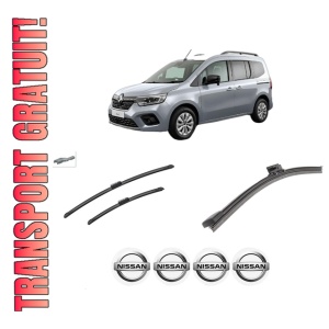 Set 3 stergatoare NISSAN TOWNSTAR Box Body/MPV (XFK) din 2021-2022, pentru parbriz si luneta fata si spate auto, Bosch Aerotwin-Aerotwin, din cauciuc siliconat rezistent, 4 Stickere Auto NISSAN