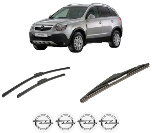 Set 3 stergatoare OPEL ANTARA A (L07) din 2006-2017, pentru parbriz si luneta fata si spate auto, Bosch Twin-Aerotwin Retrofit, din cauciuc siliconat rezistent, 4 Stickere Auto OPEL - Img 2