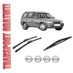 Set 3 stergatoare OPEL ASTRA F CLASSIC Estate (T92) din 1998-2005, pentru parbriz si luneta fata si spate auto, Bosch Twin-Aerotwin Retrofit, din cauciuc siliconat rezistent, 4 Stickere Auto OPEL