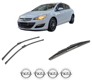 Set 3 stergatoare OPEL ASTRA J Hatchback Van (P10) din 2013-2015, pentru parbriz si luneta fata si spate auto, Bosch Twin-Aerotwin, din cauciuc siliconat rezistent, 4 Stickere Auto OPEL - Img 2