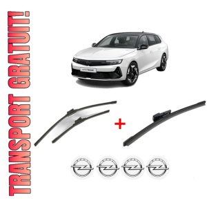 Set 3 stergatoare OPEL ASTRA L Sports Tourer (OV5) din 2021, pentru parbriz si luneta fata si spate auto, Bosch Aerotwin, din cauciuc siliconat rezistent, 4 Stickere Auto OPEL
