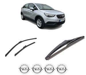 Set 3 stergatoare OPEL CROSSLAND X / CROSSLAND (P17, P2QO) din 2017-2020, pentru parbriz si luneta fata si spate auto, Bosch Twin-Aerotwin, din cauciuc siliconat rezistent, 4 Stickere Auto OPEL - Img 2