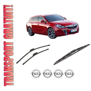 Set 3 stergatoare OPEL INSIGNIA A Country Tourer (G09) din 2008-2017, pentru parbriz si luneta fata si spate auto, Bosch Twin-Aerotwin, din cauciuc siliconat rezistent, 4 Stickere Auto OPEL