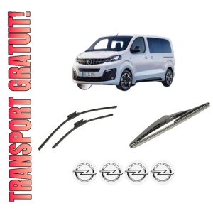 Set 3 stergatoare OPEL VIVARO C Van (K0) din 2019-2025, pentru parbriz si luneta fata si spate auto, Bosch Twin-Aerotwin, din cauciuc siliconat rezistent, 4 Stickere Auto OPEL