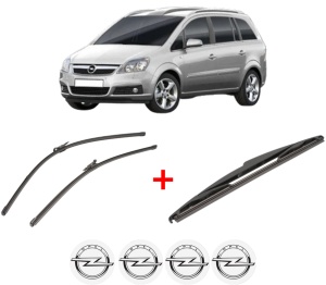 Set 3 stergatoare OPEL ZAFIRA / ZAFIRA FAMILY B (A05) din 2005 - 2015, pentru parbriz si luneta fata si spate auto, Valeo Silencio, din cauciuc siliconat rezistent, 4 Stickere Auto OPEL v15496