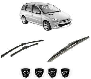 Set 3 stergatoare PEUGEOT 206 SW (2E/K) din 2002-2008, pentru parbriz si luneta fata si spate auto, Bosch Twin-Aerotwin Retrofit, din cauciuc siliconat rezistent, 4 Stickere Auto PEUGEOT - Img 2